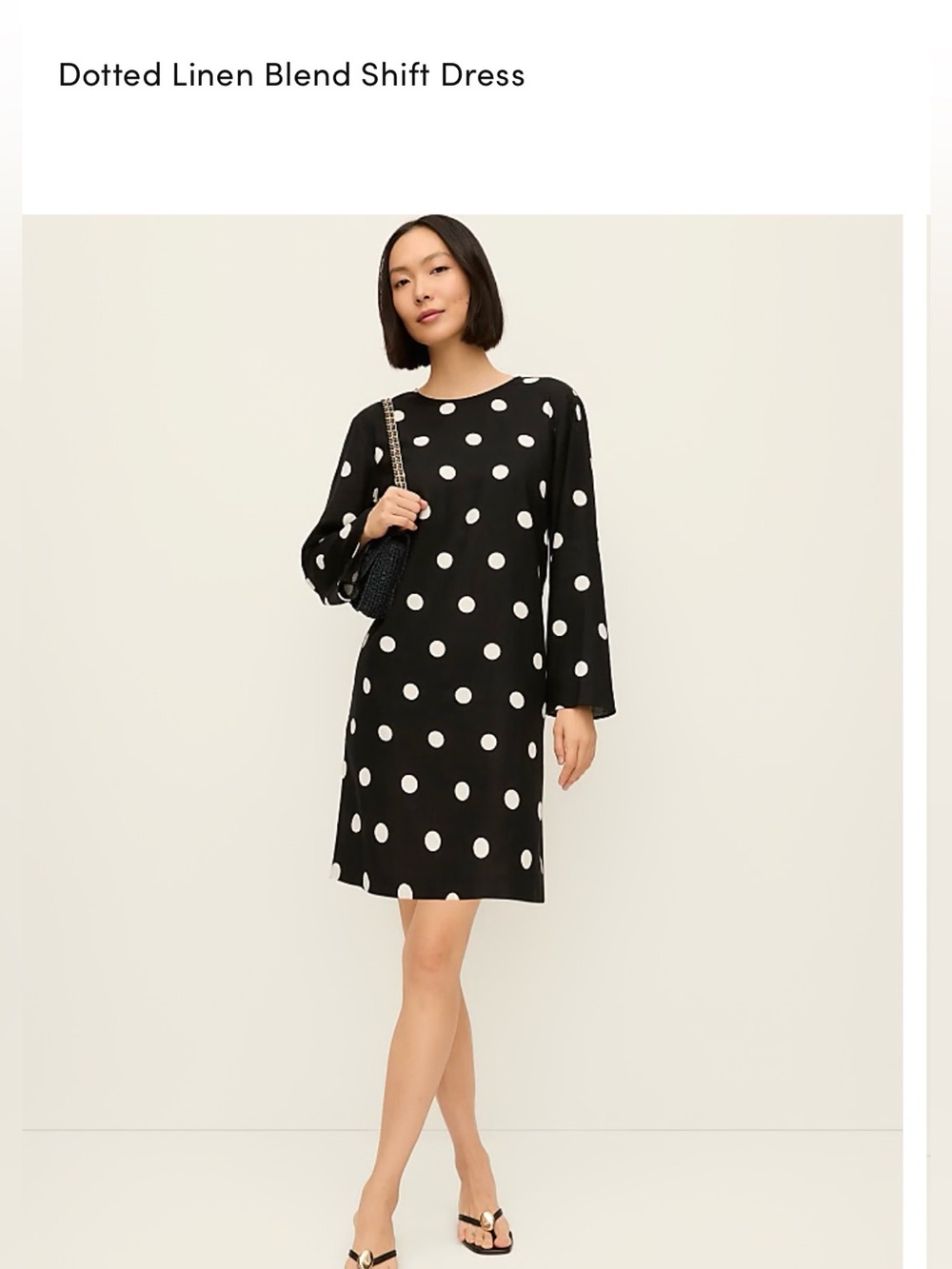 NWT Ann Taylor Dotted Linen Blend Shift Dress - Black/White - 16